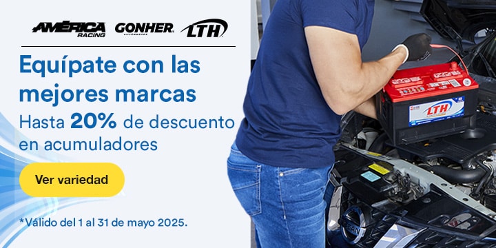 Anuncio: Equípate con las mejores marcas. Hasta 20% de descuento en acumuladores. Promoción válida del 1 al 31 de mayo 2025. Pulsa aquí para conocer la variedad.