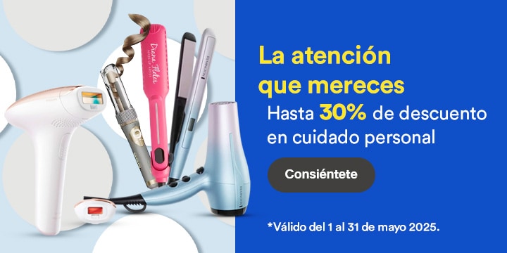 Anuncio: La atención que mereces. Hasta 30% de descuento en cuidado personal. Promoción válida del 1 al 31 de mayo 2025. Pulsa aquí para consentirte.