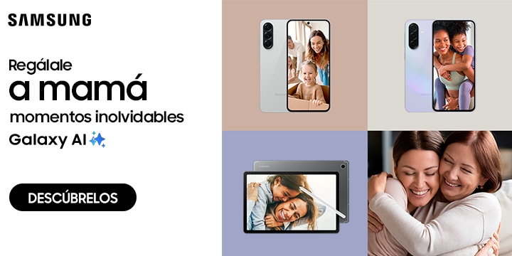Samsung. Regálale a mamá momentos inolvidables. Galaxy AI. Galaxy A56 5G. Galaxy A36 5G. Galaxy Tab S10 FE. Pulsa aquí para ver celulares Samsung en Coppel.