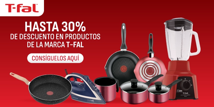 Hasta 30% de descuento en productos de la marca T Fal. Pulsa aquí para descubrirlos.