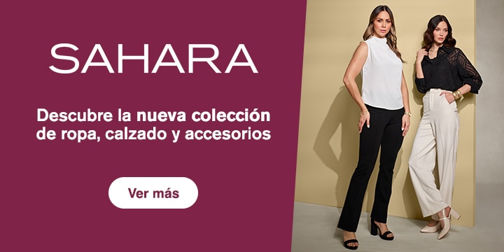 Anuncio: Sahara. Descubre la nueva colección de ropa, zapatos y accesorios. Pulsa aquí para encontrar looks para mujer.