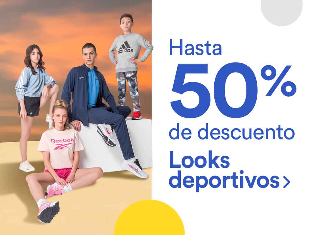 Hasta 50% de descuento en looks deportivos. Pulsa aquí para armar el tuyo.