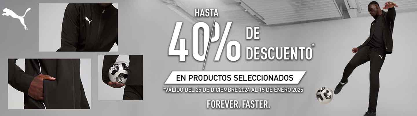 Hasta 40% de descuento en Puma. Promoción válida del 25 de diciembre 2024 al 15 de enero 2025. Pulsa aquí para aprovechar.