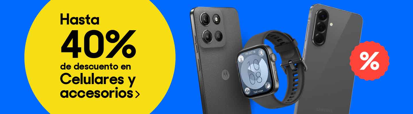 Hasta 40% de descuento en celulares y accesorios. Pulsa aquí para descubrir equipos.