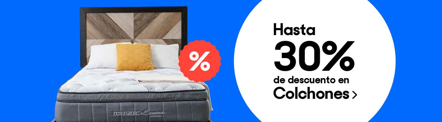 Hasta 30% de descuento en colchones. Pulsa aquí para renovar el tuyo.