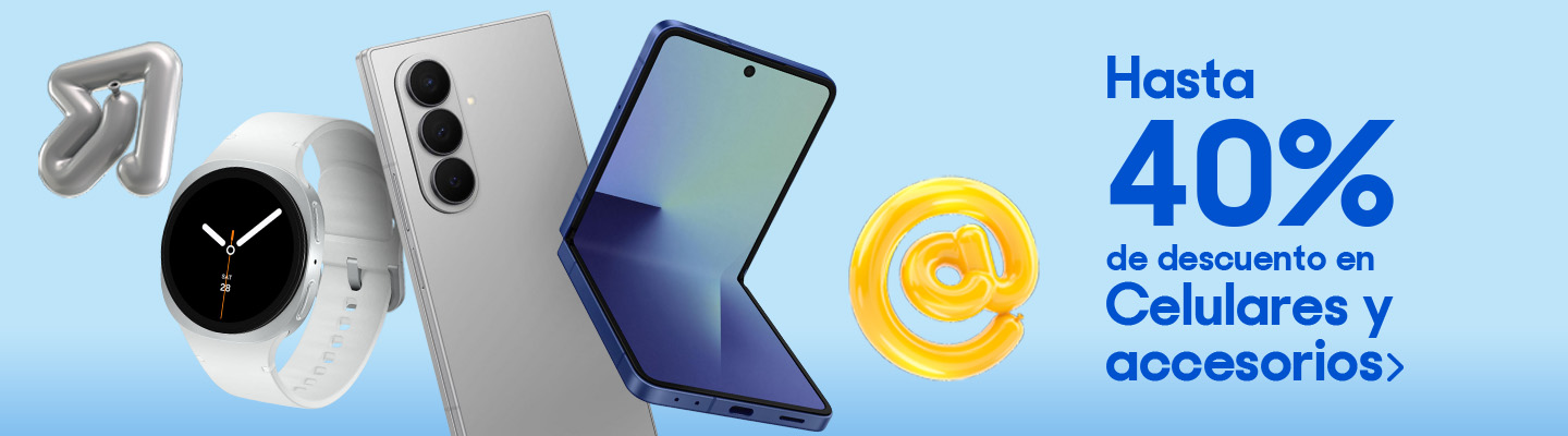 Hasta 40% de descuento en celulares y accesorios. Pulsa aquí para renovar tu equipo.