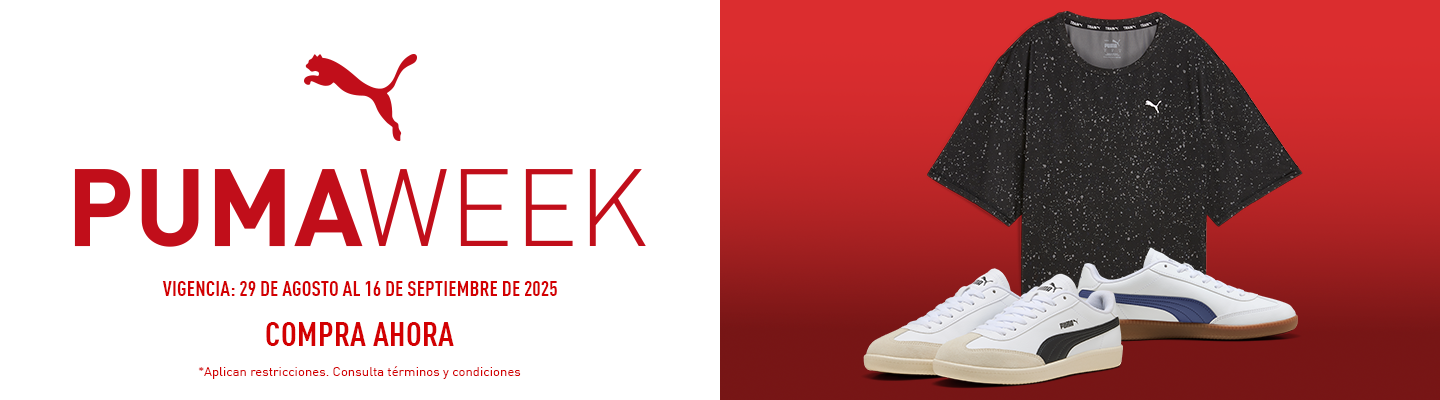 Puma Week. Válido del 29 de agosto al 19 de septiembre 2025. Pulsa aquí para descubrir promociones.