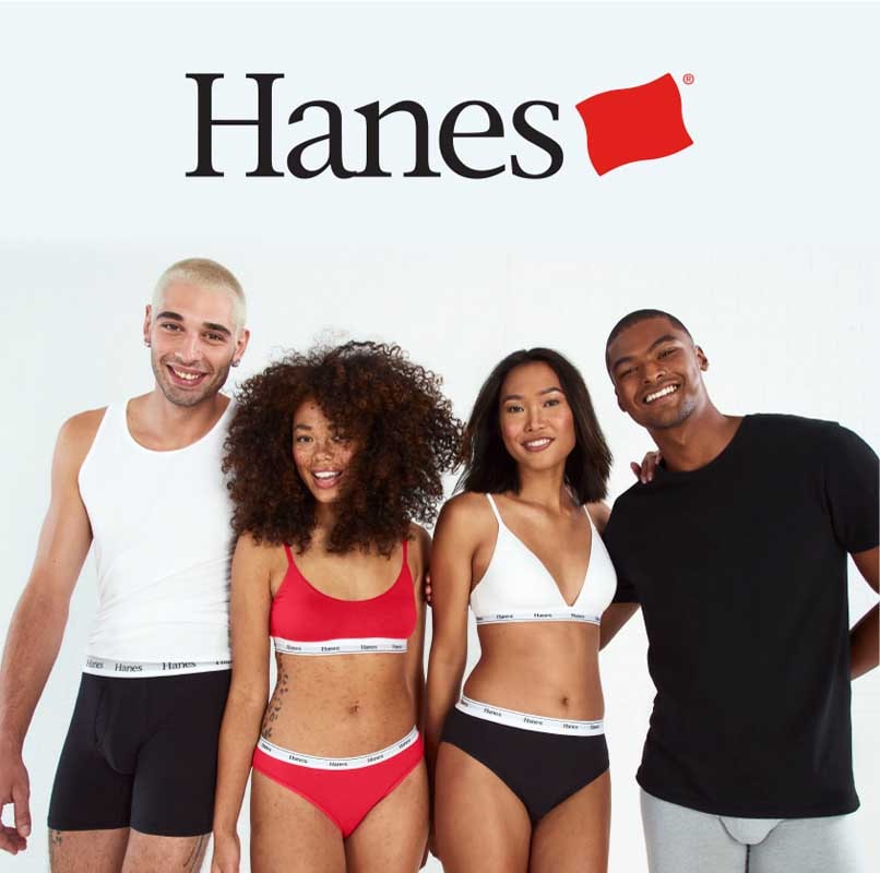 Hanes. Hombres y mujeres modelando ropa interior de la marca. Pulsa aquí para comprar.