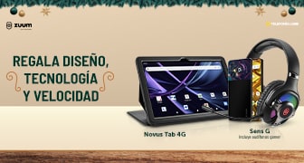 Zuum. Regala diseño, tecnología y velocidad. Novus Tab 4G y celular Sens G con audífonos gamer. Pulsa aquí para comprar.