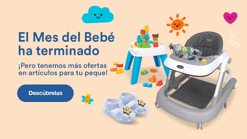 El Mes del Bebé ha terminado, pero tenemos más ofertas en artículos para tu peque. Pulsa aquí para descubrirlas..