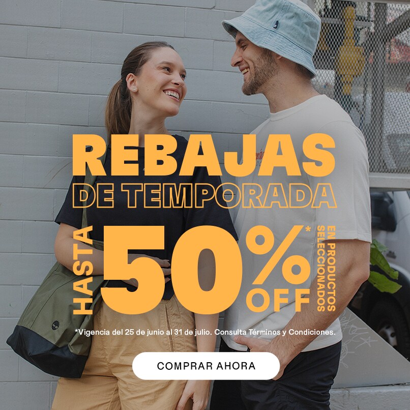 Timberland. Rebajas de temporada. Hasta 50% de descuento en productos seleccionados. Promoción válida del 25 de junio al 31 de julio 2024. Pulsa aquí para aprovechar.