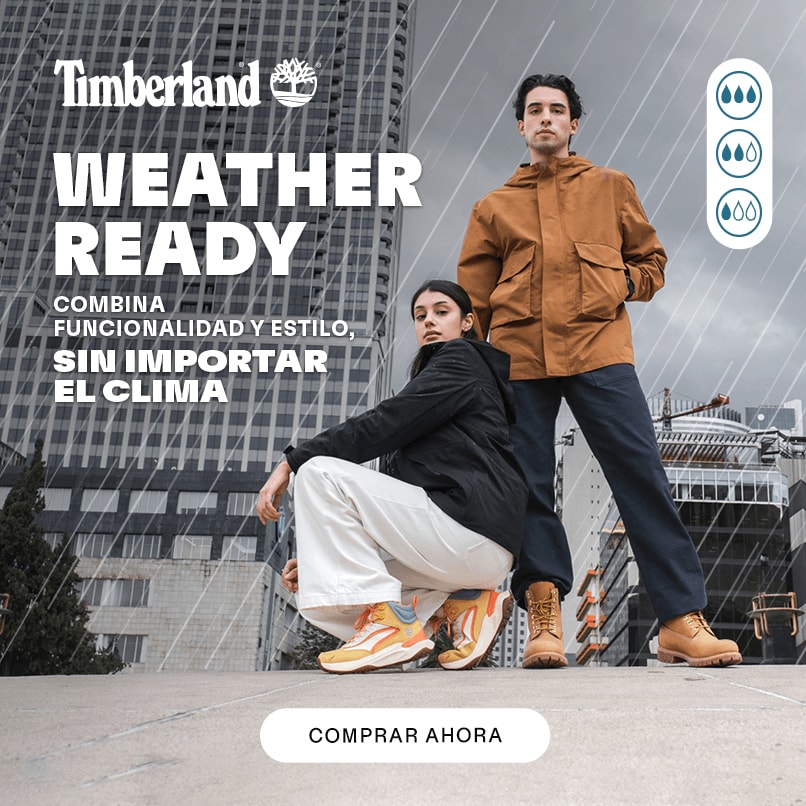 Timberland. Weather ready. Combina funcionalidad y estilo sin importar el clima. Pulsa aquí para ver looks para protegerte de la lluvia, frío y más.