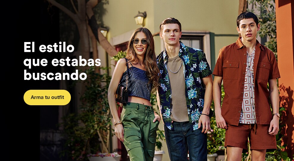 Imagen de dos modelos hombres y una modelo mujer usando outifts en tendencias. Pulsa aquí para armar tu mejor look.