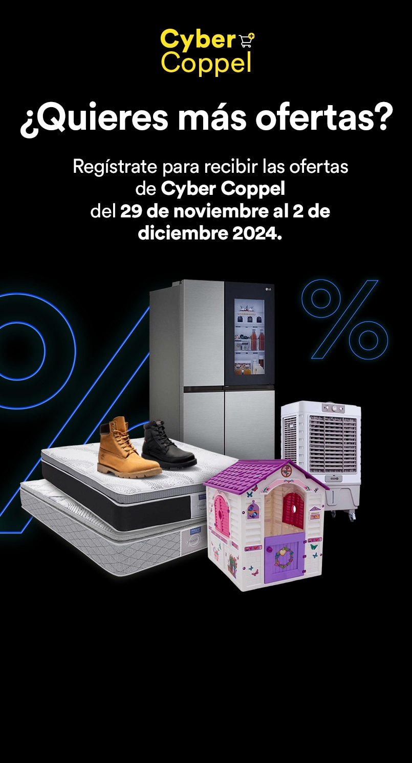 Cyber Coppel. ¿Quieres más ofertas. Regístrate para recibir las ofertas de Cyber Coppel del 29 de noviembre al 2 de diciembre 2024. Pulsa aquí para registrarte.