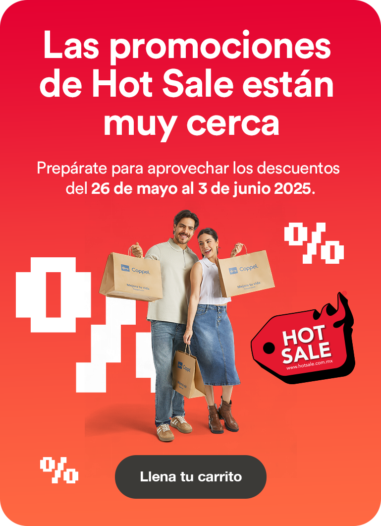 Las promociones de Hot Sale están muy cerca. Prepárate para aprovechar los descuentos del 26 de mayo al 3 de junio 2025. Pulsa aquí para llenar tu carrito.
