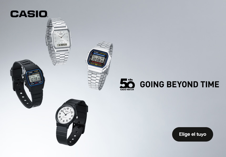 Anuncio: Casio. 50th Casio Watch. Going beyond time. Pulsa aquí para elegir tu reloj.