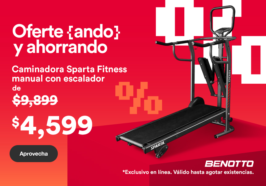 Anuncio: Caminadora Sparta Fitness manual con escalador. De 9 mil 899 pesos a solo 4 mil 599 pesos. Válido hasta agotar existencias. Pulsa aquí para aprovechar.