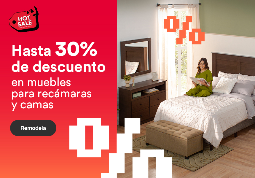 Anuncio: Hot Sale 2025. Hasta 30% de descuento en muebles para recámara y camas. Pulsa aquí para remodelar.