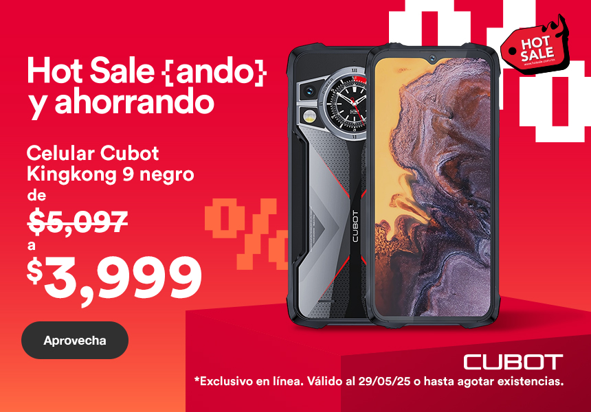 Anuncio: HotSaleando. Celular Cubot Kingkong 9 negro, de 5 mil 097 a 3 mil 999. Exclusivo en línea. Válido al 29 de mayo 2025 o hasta agotar existencias. Pulsa aquí para aprovechar.