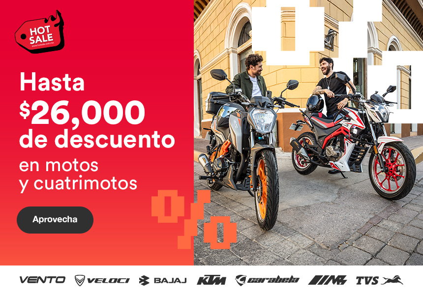 Hot Sale 2025. Hasta 26 mil pesos de descuento en motos y cuatrimotos. Pulsa aquí para aprovechar.