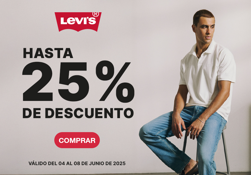 Anuncio: LEVI'S. Hasta 25% de descuento. Válido del 4 al 8 de junio de 2025. Pulsa aquí para ver ropa de la marca.