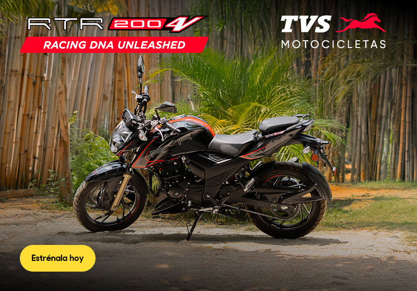 Anuncio: TVS Motocicletas. RTR 200 4V. Racing DNA unleashed. Pulsa aquí para estrenar la tuya.