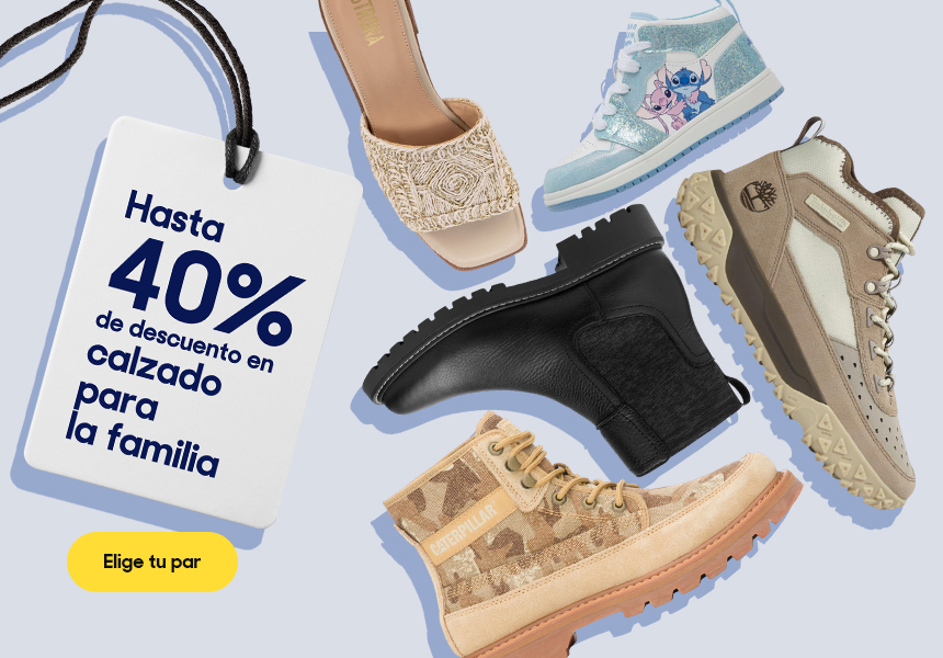 Hasta 40% de descuento en calzado para la familia. Pulsa aquí para ver más.