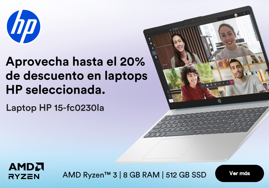 HP. Aprovecha hasta el 20% de descuento en laptops HP seleccionadas. Pulsa aquí para estrenar la tuya.