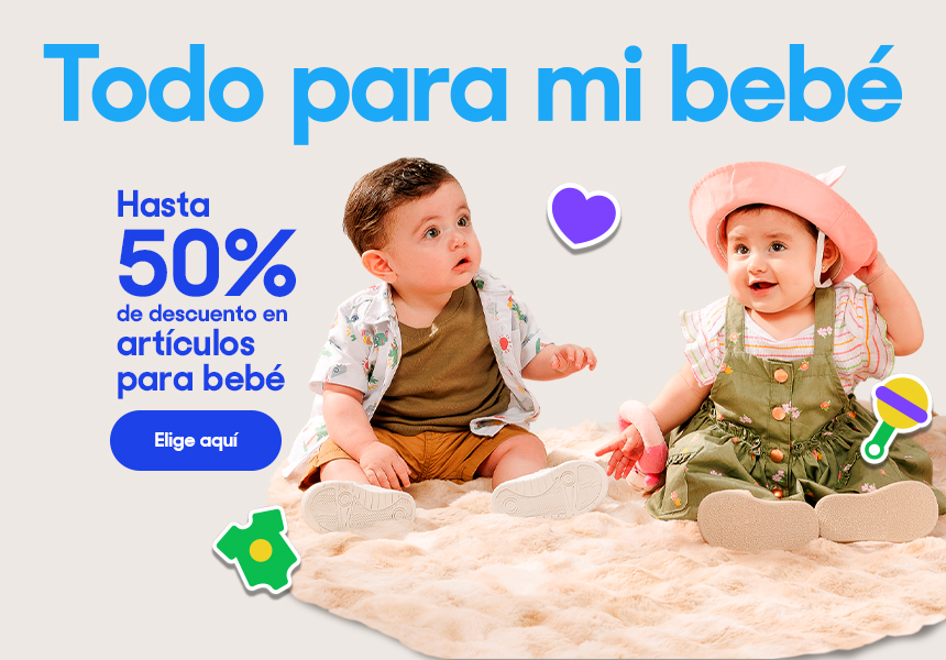 Hasta 50% de descuento en artículos para bebé. Pulsa aquí para ver más.